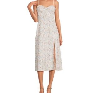 French Connection Camille Floral Crepe Sweetheart Neck Slip Midi Dress, 8, NWT